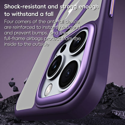 For iPhone 16 MagSafe Airbag Shockproof Frosted Phone Case with Fold Holder(Purple) - iPhone 16 Cases by buy2fix | Online Shopping UK | buy2fix