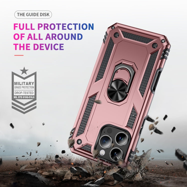 For iPhone 16 Pro Max Shockproof TPU Hybrid PC Phone Case with Holder(Rose Gold) - iPhone 16 Pro Max Cases by buy2fix | Online Shopping UK | buy2fix