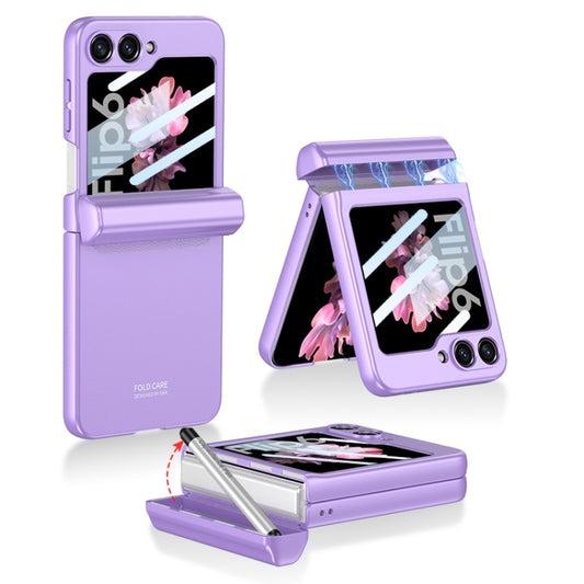 For Samsung Galaxy Z Flip6 GKK Integrated Magnetic Full Coverage Flip Phone Case with Pen Box+Pen(Purple) - Galaxy Z Flip6 5G Cases by GKK | Online Shopping UK | buy2fix