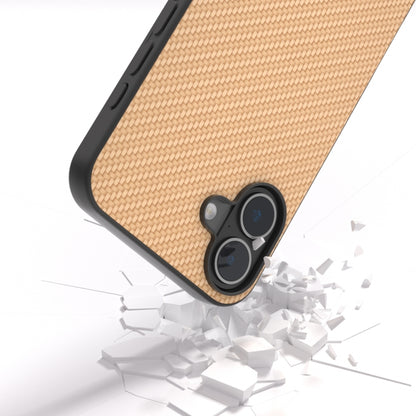 For iPhone 16 Carbon Fiber Texture Protective Phone Case(Gold) - iPhone 16 Cases by buy2fix | Online Shopping UK | buy2fix