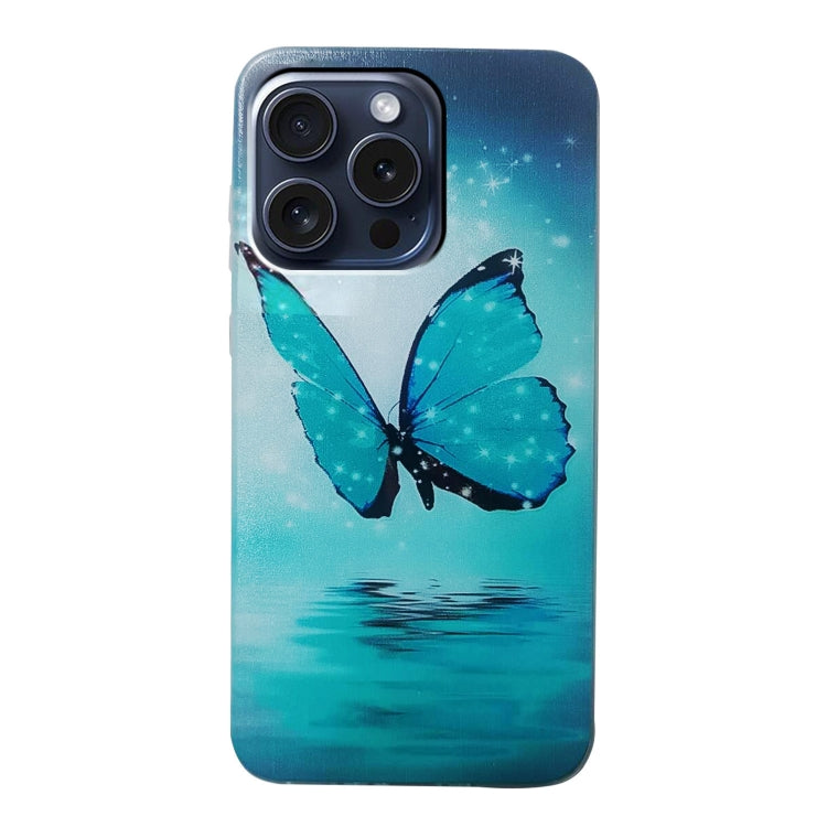 For iPhone 16 Pro Max Colored Drawing Pattern TPU Phone Case(Butterfly) - iPhone 16 Pro Max Cases by buy2fix | Online Shopping UK | buy2fix