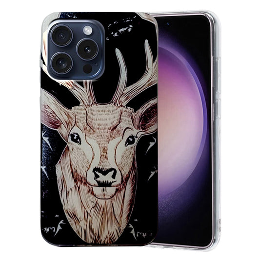 For iPhone 16 Pro Colored Drawing Pattern TPU Phone Case(Deer) - iPhone 16 Pro Cases by buy2fix | Online Shopping UK | buy2fix