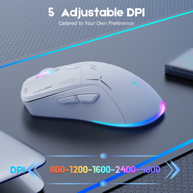 ONIKUMA CW917 RGB 4800DPI Dual Mode Wired + 2.4GHz Wireless Mouse(White) - Wireless Mice by ONIKUMA | Online Shopping UK | buy2fix