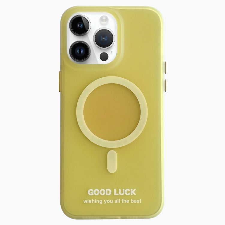 For iPhone 12 Pro Max Double-Layer Frosted IMD Macaron Color MagSafe Phone Case(Yellow) - iPhone 12 Pro Max Cases by buy2fix | Online Shopping UK | buy2fix