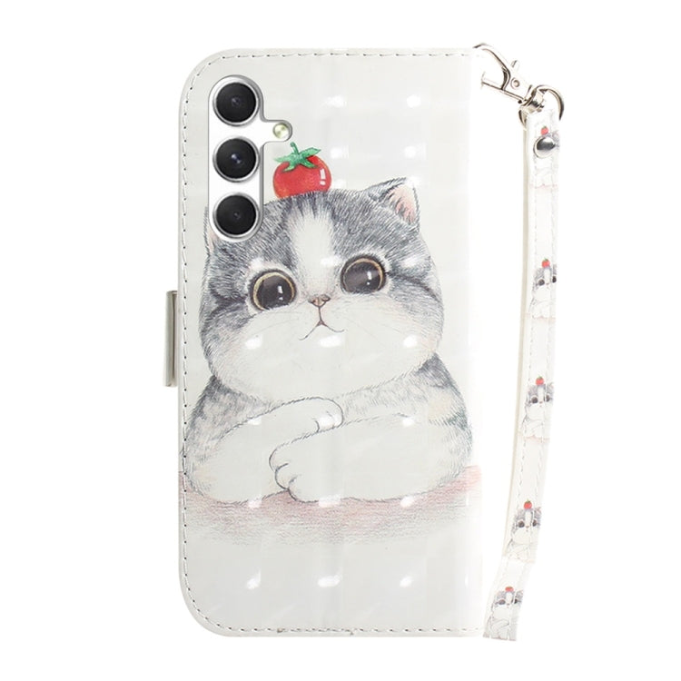 For Samsung Galaxy S25 5G 3D Colored Horizontal Flip Leather Phone Case(Cute Cat) - Galaxy S25 5G Cases by buy2fix | Online Shopping UK | buy2fix