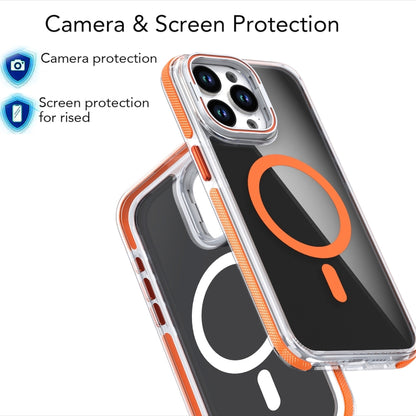 For iPhone 14 Pro Max Magsafe Dual-Color Transparent Black Lens Holder Phone Case(White) - iPhone 14 Pro Max Cases by buy2fix | Online Shopping UK | buy2fix