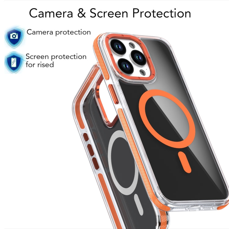 For iPhone 12 Pro / 12 Magsafe Dual-Color Transparent Black Full Coverage Phone Case(Orange) - iPhone 12 / 12 Pro Cases by buy2fix | Online Shopping UK | buy2fix