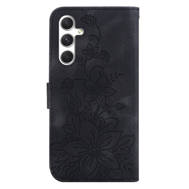 For Samsung Galaxy S25+ 5G Lily Embossed Leather Phone Case(Black) - Galaxy S25+ 5G Cases by buy2fix | Online Shopping UK | buy2fix