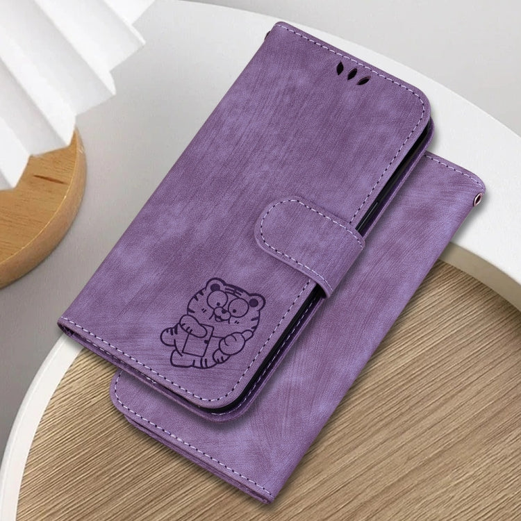 For Samsung Galaxy S25 Ultra 5G Little Tiger Embossed Leather Phone Case(Purple) - Galaxy S24 Ultra 5G Cases by buy2fix | Online Shopping UK | buy2fix