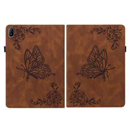 For Huawei MatePad SE 11 2024 Butterfly Flower Embossed Leather Tablet Case(Brown) - Huawei by buy2fix | Online Shopping UK | buy2fix