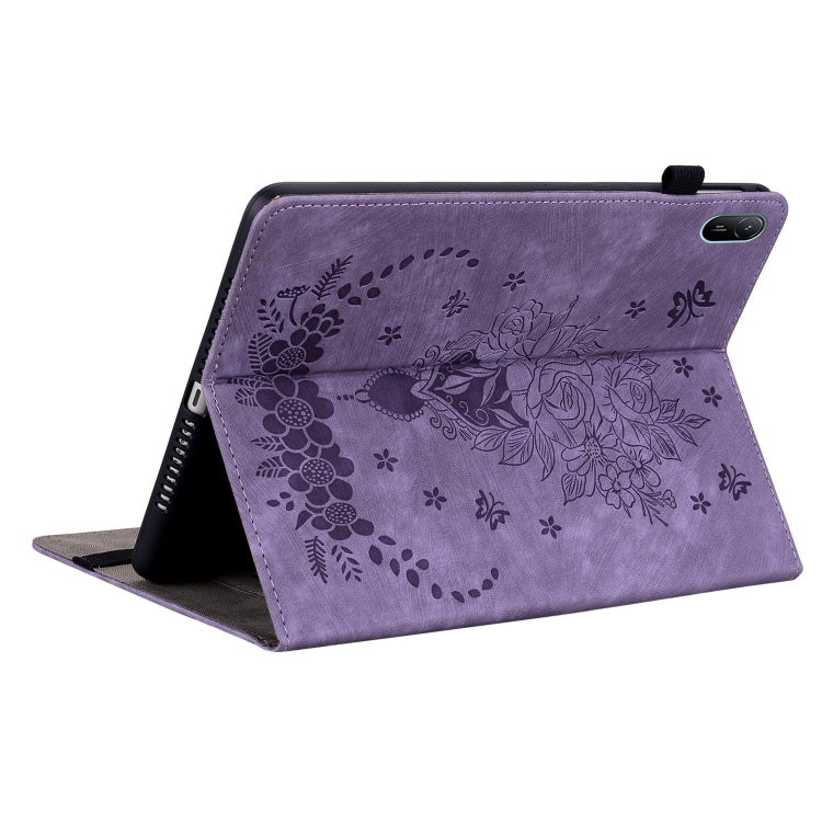 For Huawei MatePad SE 11 2024 Butterfly Rose Embossed Leather Tablet Case(Purple) - Huawei by buy2fix | Online Shopping UK | buy2fix