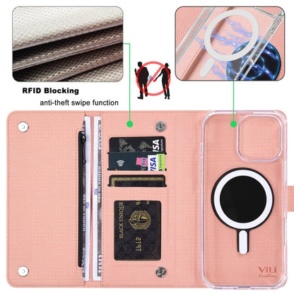 For iPhone 16 ViLi GHB-C Series RFID MagSafe Magnetic Flip Leather Phone Case(Pink) - iPhone 16 Cases by ViLi | Online Shopping UK | buy2fix