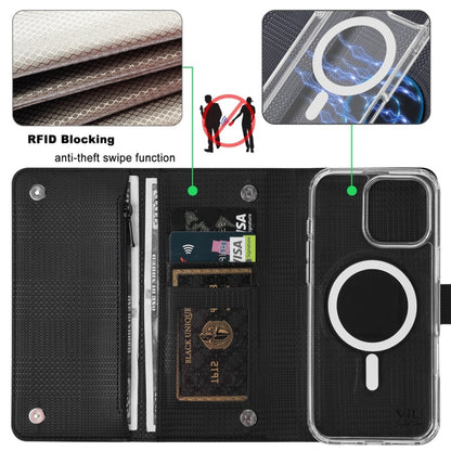 For iPhone 15 Pro ViLi GHB-C Series RFID MagSafe Magnetic Flip Leather Phone Case(Black) - iPhone 15 Pro Cases by ViLi | Online Shopping UK | buy2fix