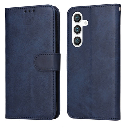 For Samsung Galaxy S25 5G Classic Calf Texture Flip Leather Phone Case(Blue) - Galaxy S25 5G Cases by buy2fix | Online Shopping UK | buy2fix