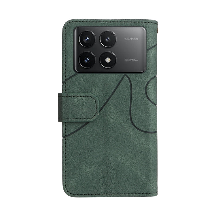 For Redmi K70 Dual-color 9 Card Slots Zipper Wallet Leather Phone Case(Green) - K70 Cases by buy2fix | Online Shopping UK | buy2fix