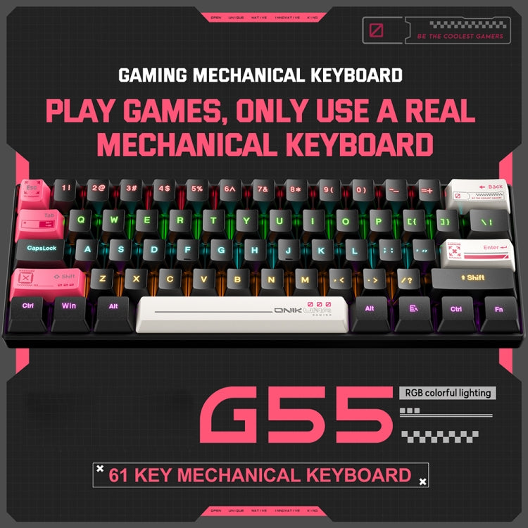 ONIKUMA G55 61 Keys RGB Colorful Lighting Wired Gaming Mechanical Keyboard(Black) - Wired Keyboard by ONIKUMA | Online Shopping UK | buy2fix