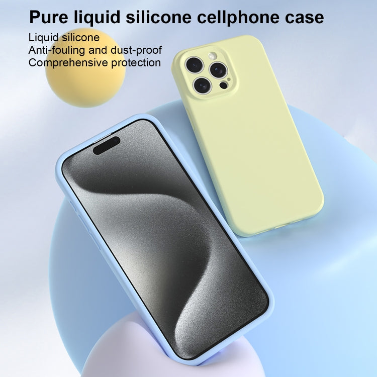 For iPhone 16 Precise Hole Liquid Silicone Jelly Color Full Coverage Phone Case(Haze Blue) - iPhone 16 Cases by buy2fix | Online Shopping UK | buy2fix