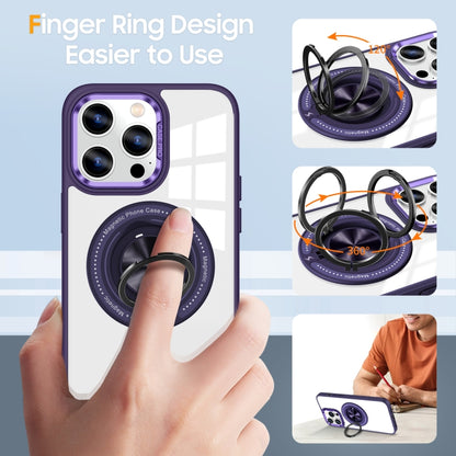 For iPhone 16 Pro Max Magnetic Rotating Ring Holder Phone Case(Dark Purple) - iPhone 16 Pro Max Cases by buy2fix | Online Shopping UK | buy2fix