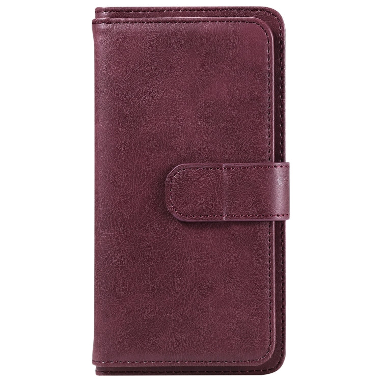 For Redmi K70 Multi-Function Wallet 10 Card Slots Leather Phone Case(Claret) - K70 Cases by buy2fix | Online Shopping UK | buy2fix