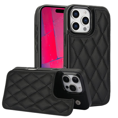 For iPhone 16 Pro Max Double Buckle Rhombic PU Leather Phone Case(Black) - iPhone 16 Pro Max Cases by buy2fix | Online Shopping UK | buy2fix