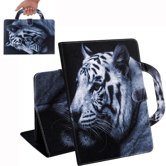 For Samsung Galaxy Tab S7 T870 (2020) 3D Colored Drawing Horizontal Flip Leather Case with Holder & Card Slot & Wallet & Handle(White Tiger) - Other Galaxy Tab PC by buy2fix | Online Shopping UK | buy2fix