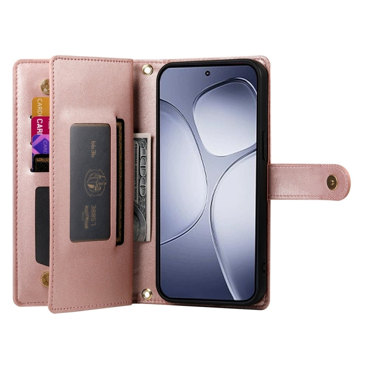 For Redmi K70 Ultra Nine Card-slot Zipper Wallet Bag Leather Phone Case(Pink) - Xiaomi Cases by buy2fix | Online Shopping UK | buy2fix