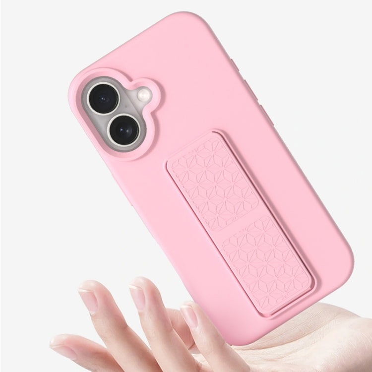 For iPhone 16 Pro Liquid Silicone Holder Phone Case(Sand Pink) - iPhone 16 Pro Cases by buy2fix | Online Shopping UK | buy2fix