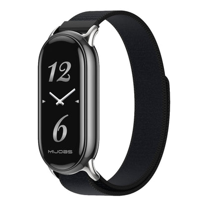 For Xiaomi Smart Band 9 / 8 MIJOBS Nylon Watch Band Wristband(Black Silver) - Watch Bands by MIJOBS | Online Shopping UK | buy2fix