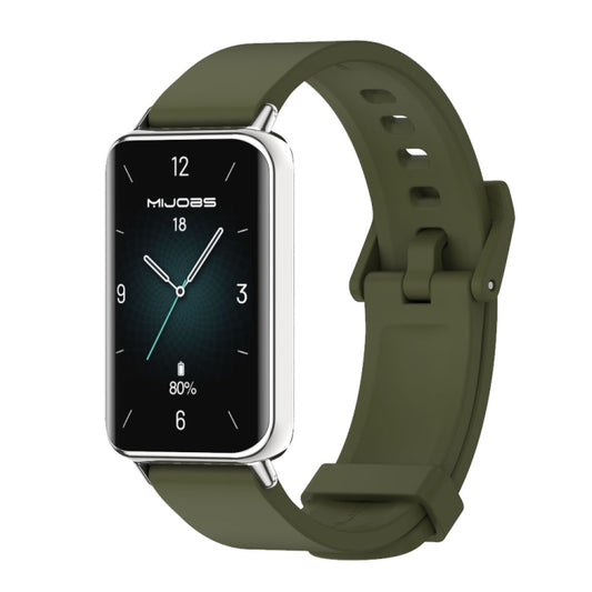 For Honor Band 9 MIJOBS Solid Color Silicone Watch Band(Army Green Silver) - Watch Bands by MIJOBS | Online Shopping UK | buy2fix