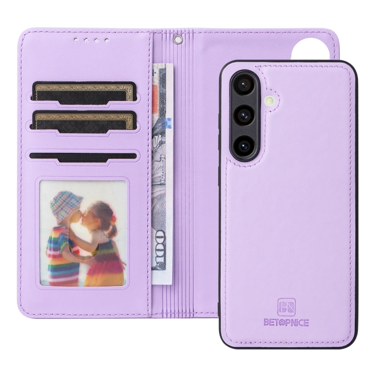 For Samsung Galaxy S24 FE 5G BETOPNICE BN-005 2 in 1 Detachable Imitate Genuine Leather Phone Case(Light Purple) - Galaxy S24 FE 5G Cases by BETOPNICE | Online Shopping UK | buy2fix