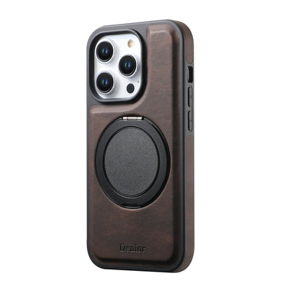 For iPhone 12 / 12 Pro Denior A14 Skin Feel Rotating Holder MagSafe Phone Case(Brown) - iPhone 12 / 12 Pro Cases by Denior | Online Shopping UK | buy2fix