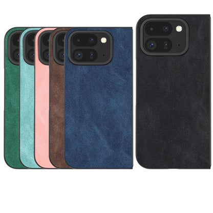 For Google Pixel 9 Pro Fold Black Frame PU Leather Full Coverage Phone Case(Light Blue) - Google Cases by buy2fix | Online Shopping UK | buy2fix