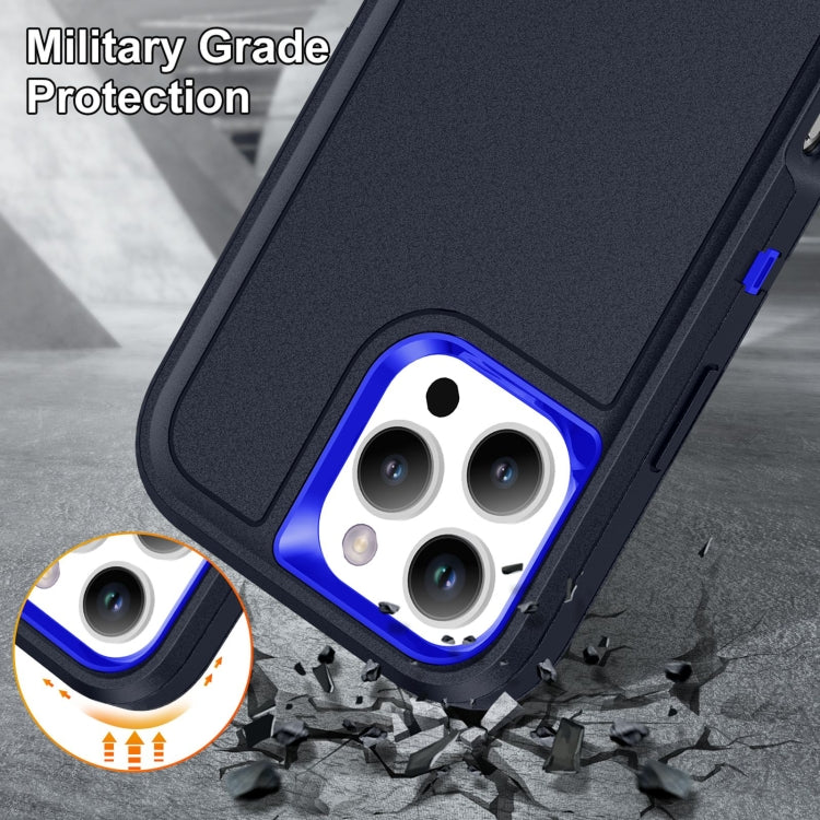 For iPhone 16 Pro Max Rugged PC + Silicone Phone Case with Holder(Dark Blue+Royal Blue) - iPhone 16 Pro Max Cases by buy2fix | Online Shopping UK | buy2fix