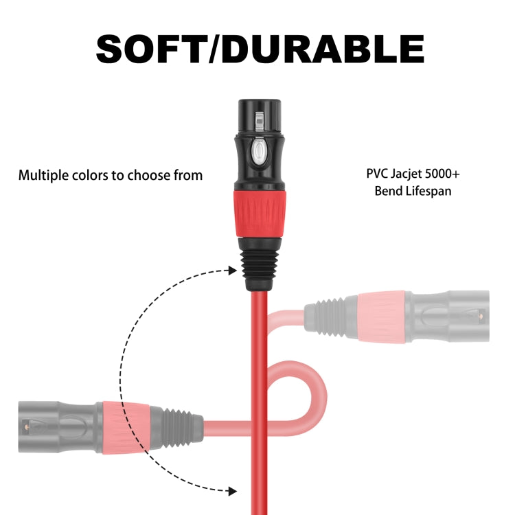 JC1015 XLR 3pin Male to Female Audio Cable, Length:1m(Red) - Microphone Audio Cable & Connector by buy2fix | Online Shopping UK | buy2fix