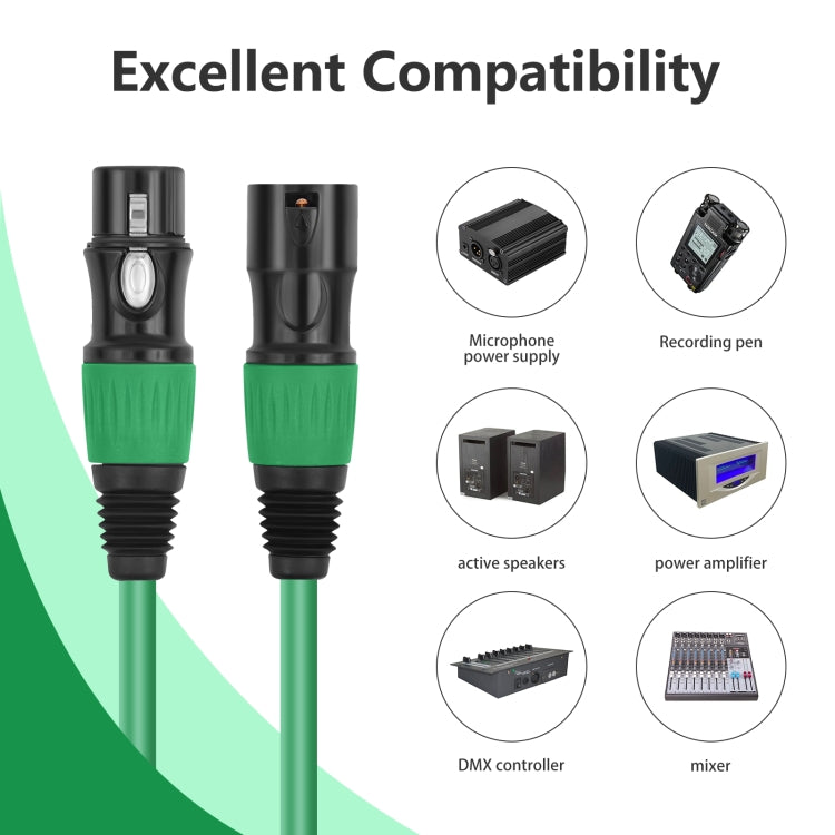 JC1015 XLR 3pin Male to Female Audio Cable, Length:10m(Green) - Microphone Audio Cable & Connector by buy2fix | Online Shopping UK | buy2fix