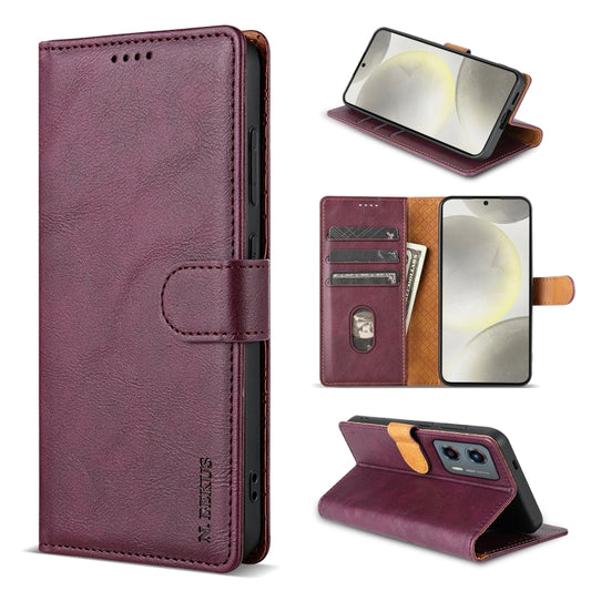 For Motorola Moto G Stylus 2024 N.BEKUS CSJ-P1 Solid Color Leather Phone Case(Wine Red) - Motorola Cases by N.BEKUS | Online Shopping UK | buy2fix