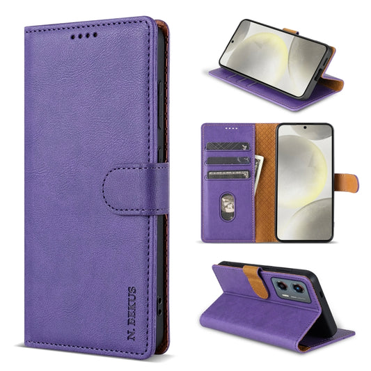 For Motorola Moto G Stylus 2024 N.BEKUS CSJ-P1 Solid Color Leather Phone Case(Purple) - Motorola Cases by N.BEKUS | Online Shopping UK | buy2fix