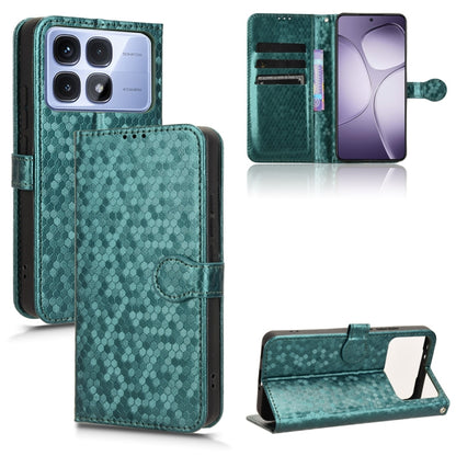 For Redmi K70 Ultra Honeycomb Dot Texture Leather Phone Case(Green) - Xiaomi Cases by buy2fix | Online Shopping UK | buy2fix