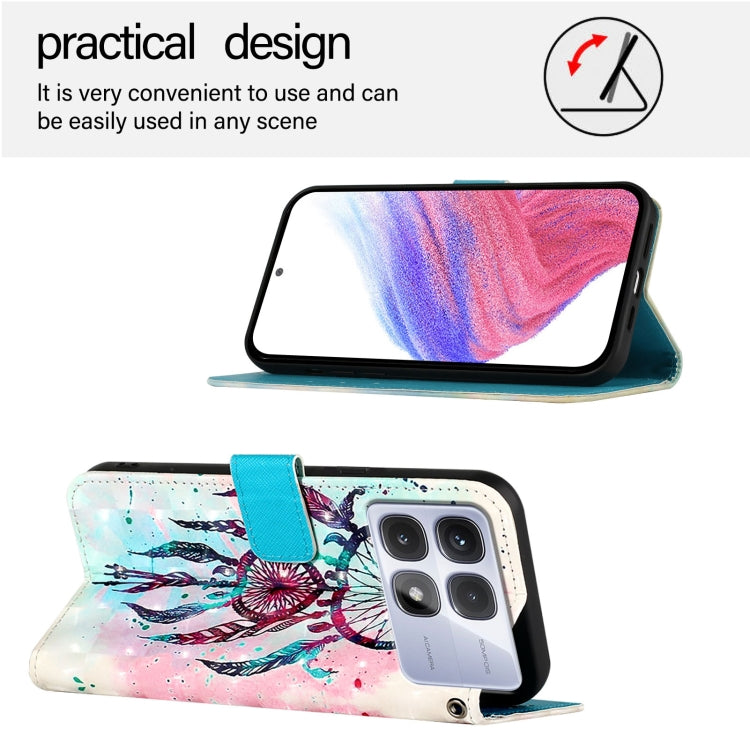 For Redmi K70 Ultra 5G Global 3D Painting Horizontal Flip Leather Phone Case(Color Drop Wind Chimes) - Xiaomi Cases by buy2fix | Online Shopping UK | buy2fix