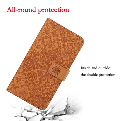 For Samsung Galaxy S25 5G Ethnic Style Embossed Pattern Leather Phone Case(Brown) - Galaxy S25 5G Cases by buy2fix | Online Shopping UK | buy2fix