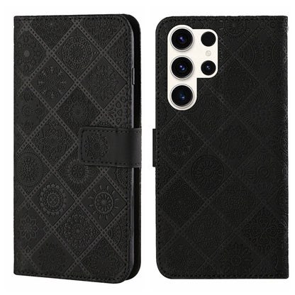 For Samsung Galaxy S25 Ultra 5G Ethnic Style Embossed Pattern Leather Phone Case(Black) - Galaxy S25 Ultra 5G Cases by buy2fix | Online Shopping UK | buy2fix