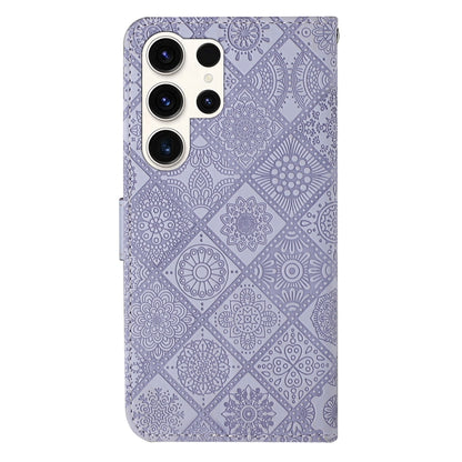 For Samsung Galaxy S25 Ultra 5G Ethnic Style Embossed Pattern Leather Phone Case(Purple) - Galaxy S25 Ultra 5G Cases by buy2fix | Online Shopping UK | buy2fix