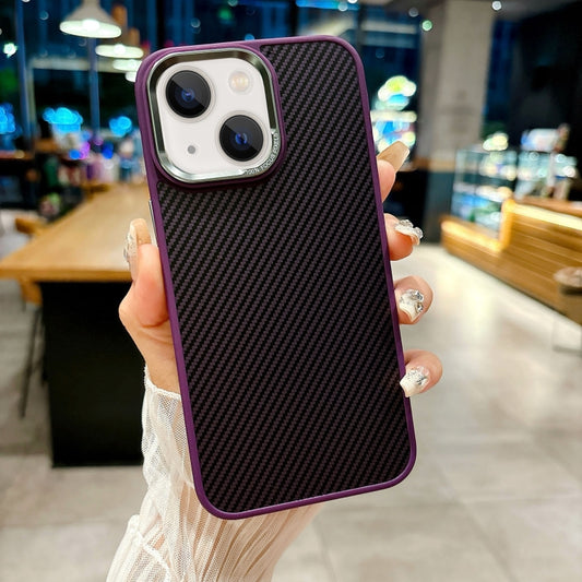 For iPhone 14 Carbon Fiber Texture MagSafe Magnetic Shockproof Phone Case(Purple) - iPhone 14 Cases by buy2fix | Online Shopping UK | buy2fix