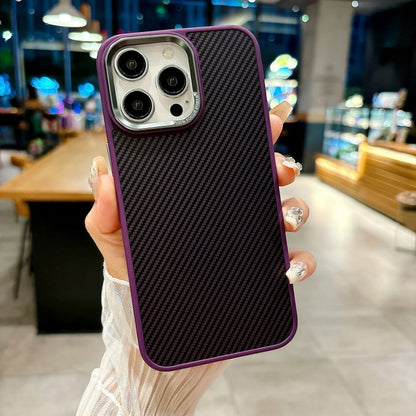 For iPhone 13 Pro Max Carbon Fiber Texture MagSafe Magnetic Shockproof Phone Case(Purple) - iPhone 13 Pro Max Cases by buy2fix | Online Shopping UK | buy2fix