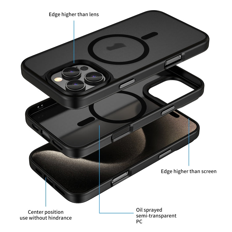 For iPhone 14 Pro Max Skin Feel Frosted MagSafe Magnetic Phone Case(Transparent Black) - iPhone 14 Pro Max Cases by buy2fix | Online Shopping UK | buy2fix