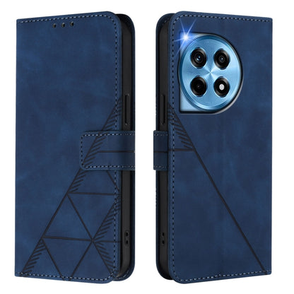 For OnePlus 12 5G Global Crossbody 3D Embossed Flip Leather Phone Case(Blue) - OnePlus Cases by buy2fix | Online Shopping UK | buy2fix