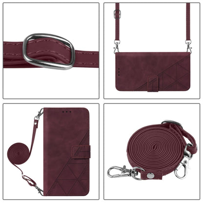 For Redmi K70 Ultra 5G Global Crossbody 3D Embossed Flip Leather Phone Case(Wine Red) - Xiaomi Cases by buy2fix | Online Shopping UK | buy2fix