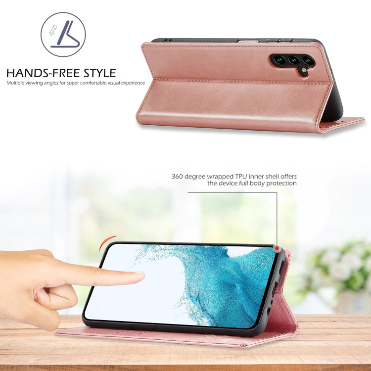 For Samsung Galaxy S24 FE 5G LC.IMEEKE Strong Magnetism Microfiber Leather Phone Case(Rose Gold) - Galaxy S24 FE 5G Cases by LC.IMEEKE | Online Shopping UK | buy2fix