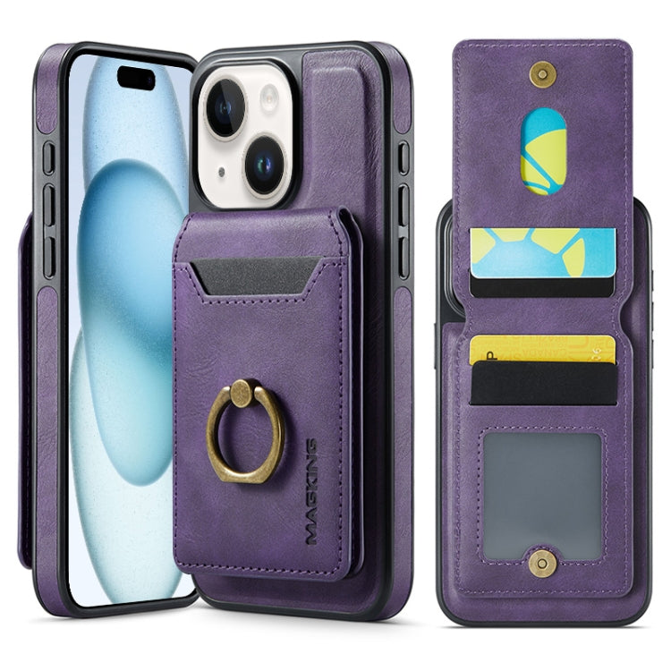 For iPhone 15 Plus DG.MING K1 MagSafe Detachable Wallet RFID Back Cover Phone Case(Purple) - iPhone 15 Plus Cases by DG.MING | Online Shopping UK | buy2fix