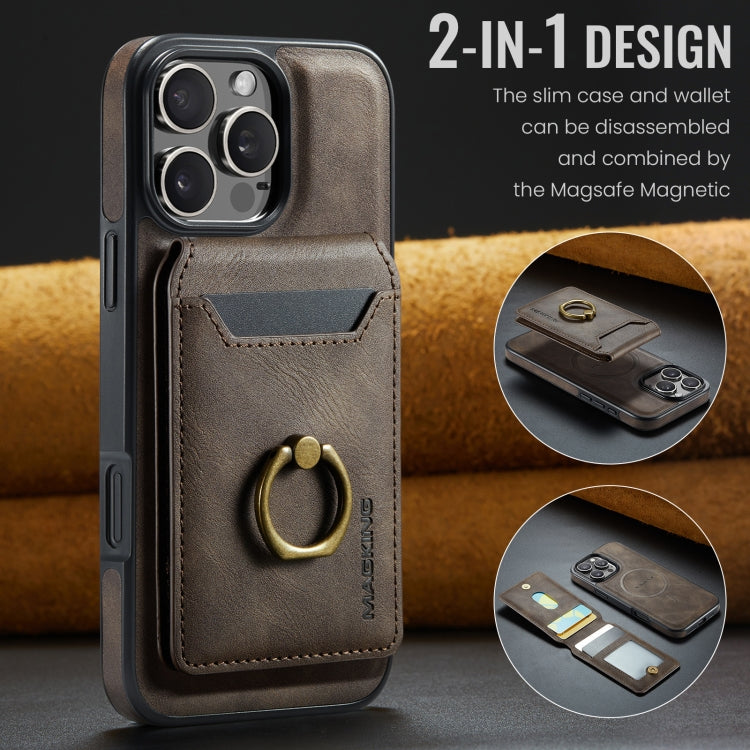 For iPhone 16 Pro Max DG.MING K1 MagSafe Detachable Wallet RFID Back Cover Phone Case(Coffee) - iPhone 16 Pro Max Cases by DG.MING | Online Shopping UK | buy2fix